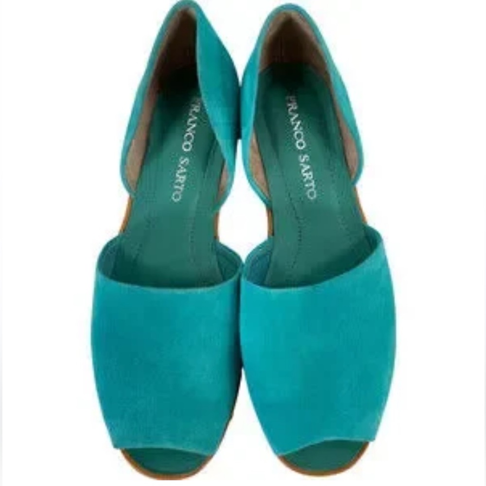 Franco Sarto Blue Suede Peep Toe Venezia Flats Women’s Size 6M
